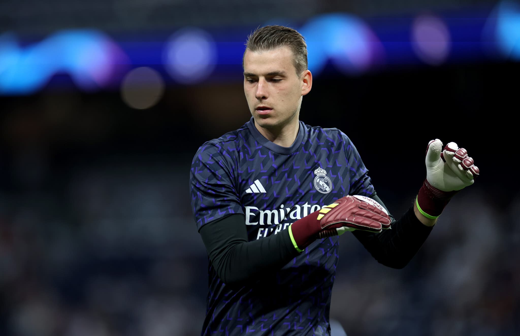 Lunin à l'entraînement avant la demi-finale de LDC