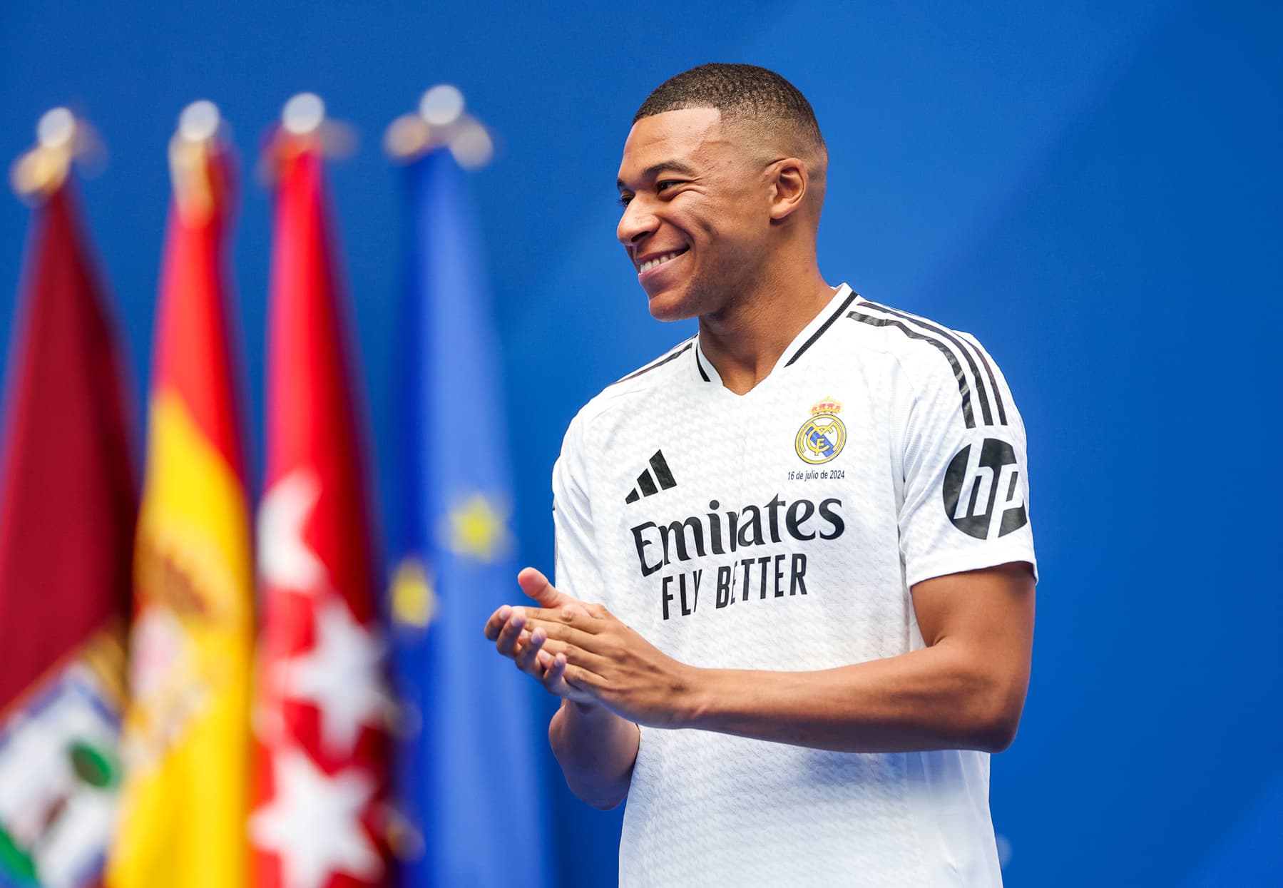 Mbappé lors de sa présentation au Santiago Bernabéu