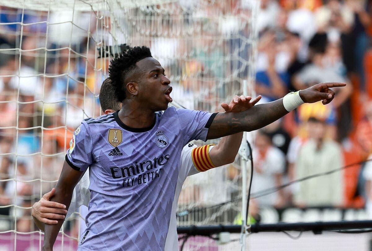 Vinicius Júnior lors des insultes à caractère raciste dont il a été victime en mai 2023 à Mestalla (Getty Images)