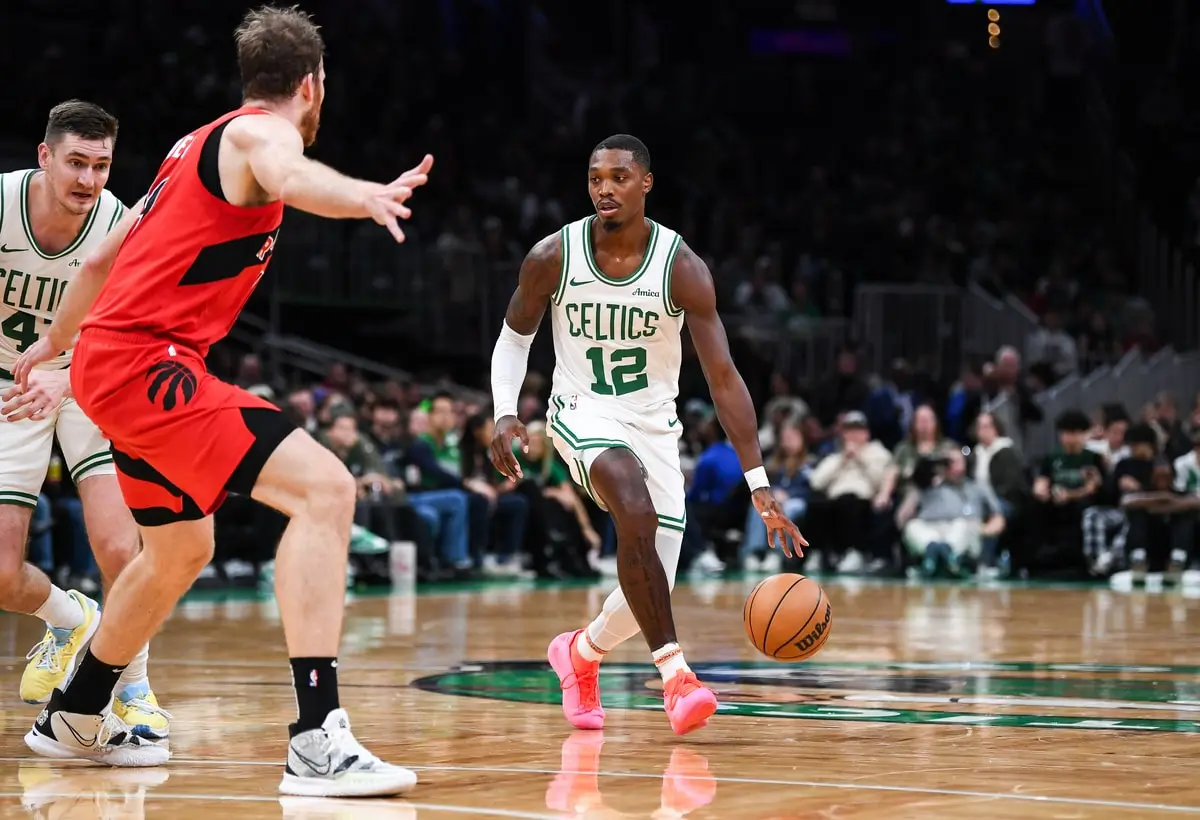 Lonnie Walker IV durant la pré-saison NBA avec les Boston Celtics. (Photo by China Wong/Getty Images)