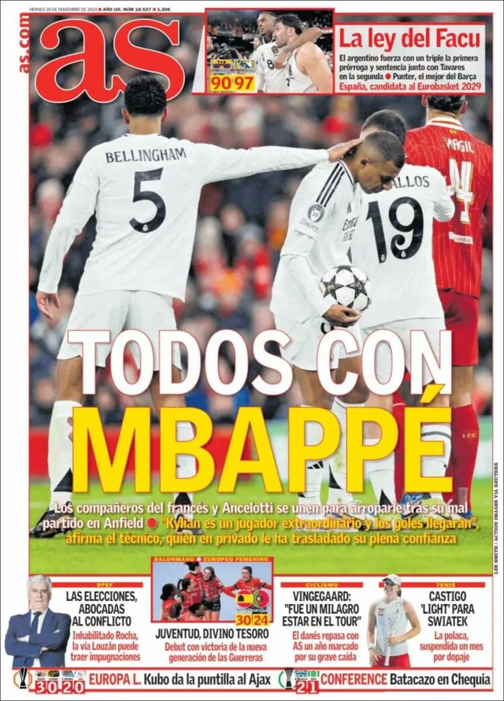 La Une de AS sur Kylian Mbappé (AS)