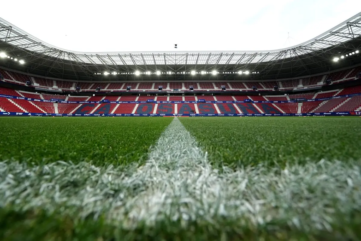 PAMPLONA, SPAIN - MAY 05: General view inside the stadium prior to the LaLiga EA Sports match between CA Osasuna and Real Betis at Estadio El Sadar on May 05, 2024 in Pamplona, Spain. (Photo by Juan Manuel Serrano Arce/Getty Images) Dani Pendín