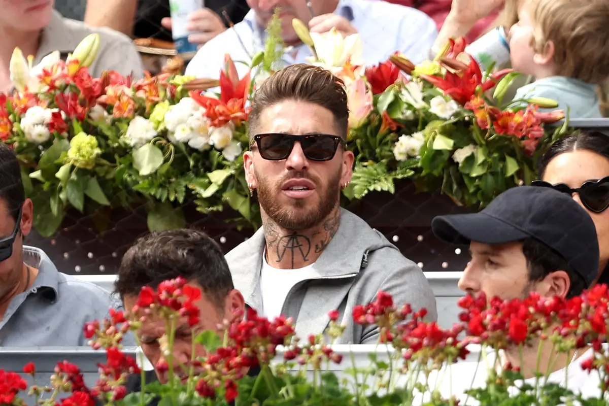MADRID, SPAIN - MAY 02: Sergio Ramos looks on during the Fourth Round match between Carlos Alcaraz of Spain and Alexander Zverev of Germany on Day Nine of the Mutua Madrid Open at La Caja Magica on May 02, 2023 in Madrid, Spain. (Photo by Julian Finney/Getty Images)