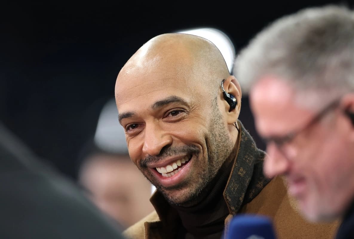 MADRID, SPAIN - FEBRUARY 19: Thierry Henry of CBS Sports, looks on prior to the UEFA Champions League 2024/25 League Knockout Play-off second leg match between Real Madrid C.F. and Manchester City at Santiago Bernabeu Stadium on February 19, 2025 in Madrid, Spain. (Photo by Clive Brunskill/Getty Images)