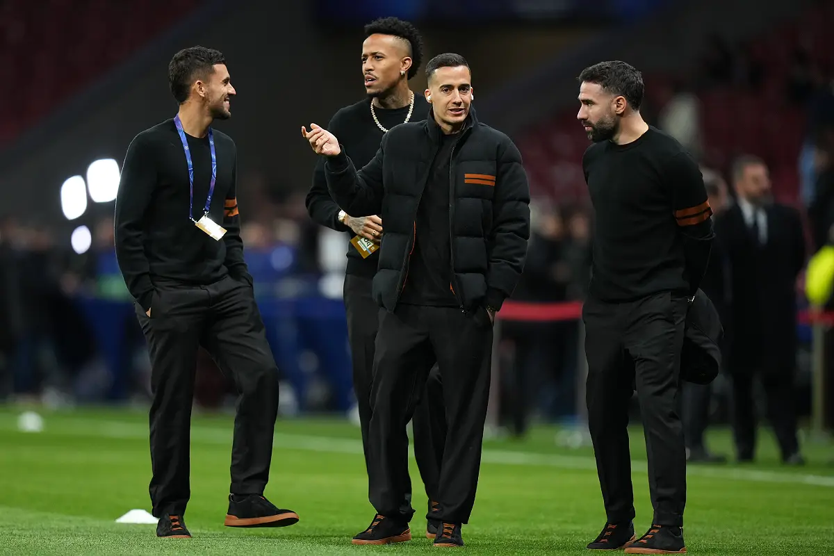 Militao et Carvajal en mars lors du match Atletico - Real Madrid (Photo by Angel Martinez/Getty Images).