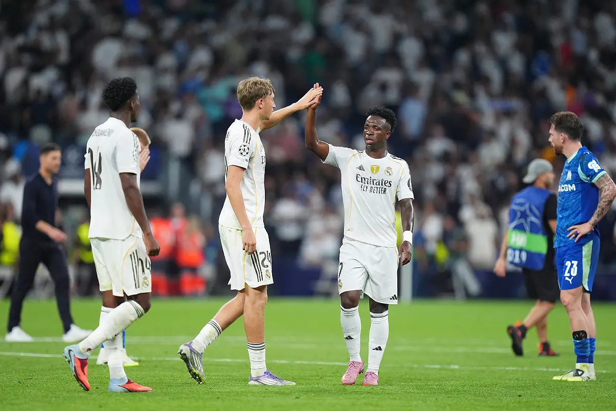Vinicius Junior au coup de sifflet final mardi soir (Photo by Angel Martinez/Getty Images).