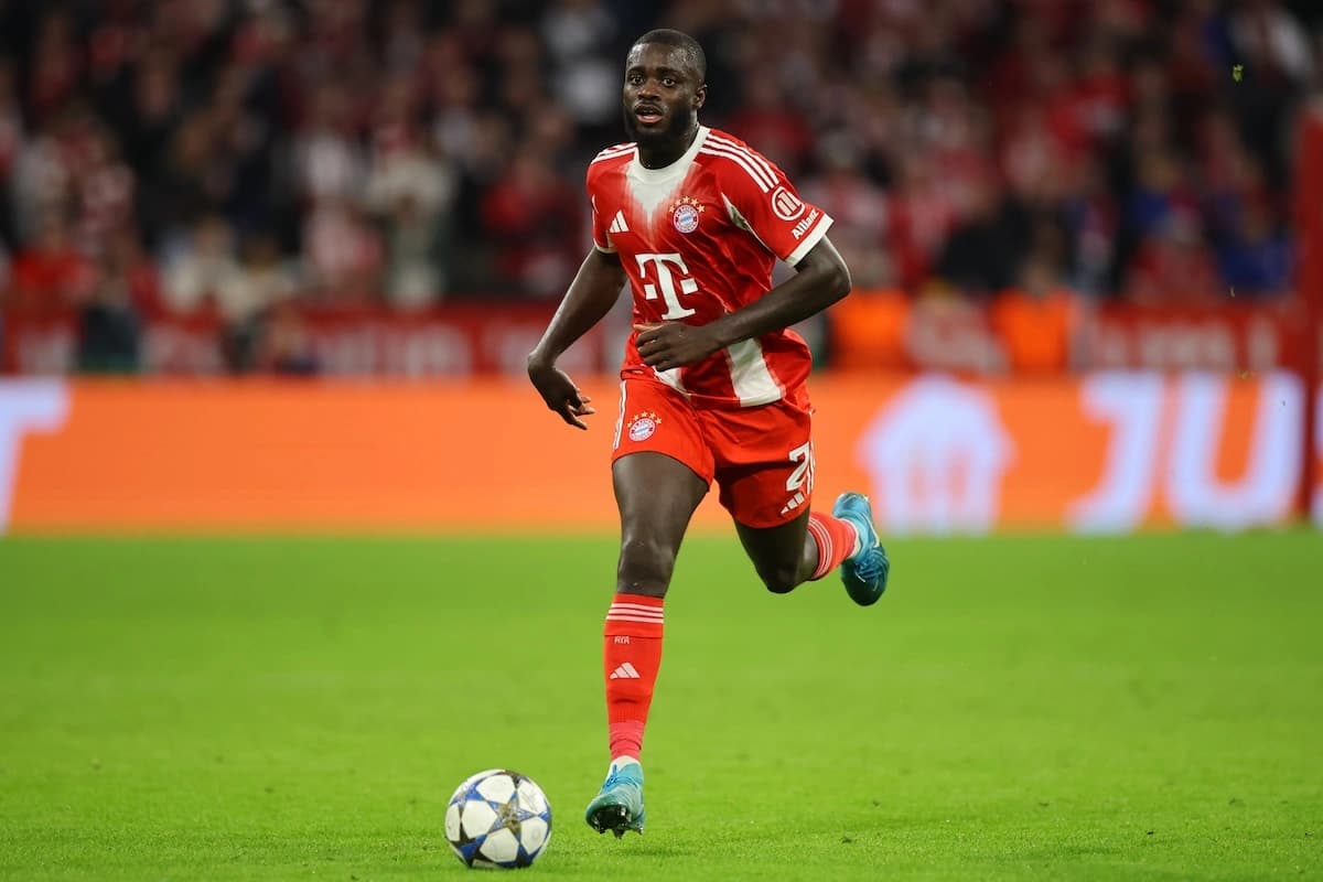 MUNICH, GERMANY - SEPTEMBER 17: Dayot Upamecano of Bayern Muenchen controls the ball during the UEFA Champions League 2025/26 League Phase MD1 match between FC Bayern München and Chelsea FC at Football Arena Munich on September 17, 2025 in Munich, Germany. (Photo by Alex Grimm/Getty Images) l Real Madrid