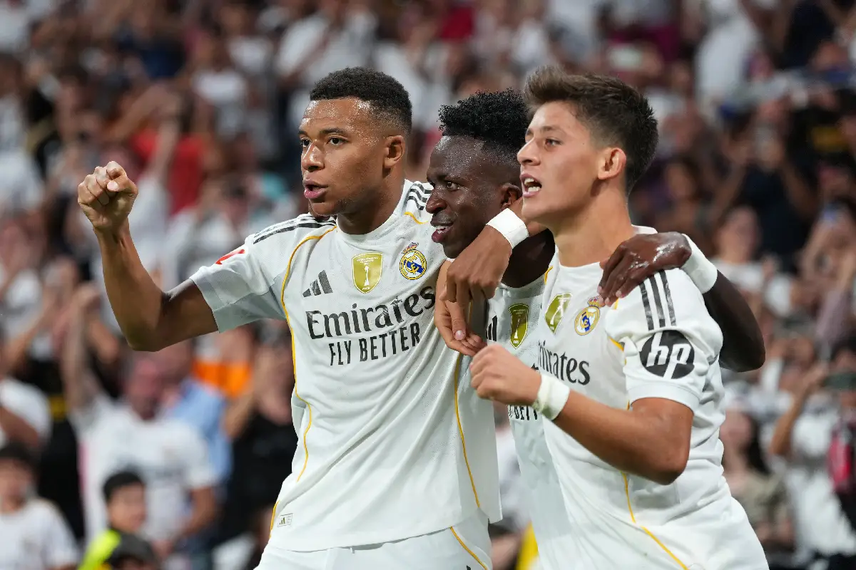 Mbappé, Vinicius et Güler face à Majorque (Photo by Angel Martinez/Getty Images).