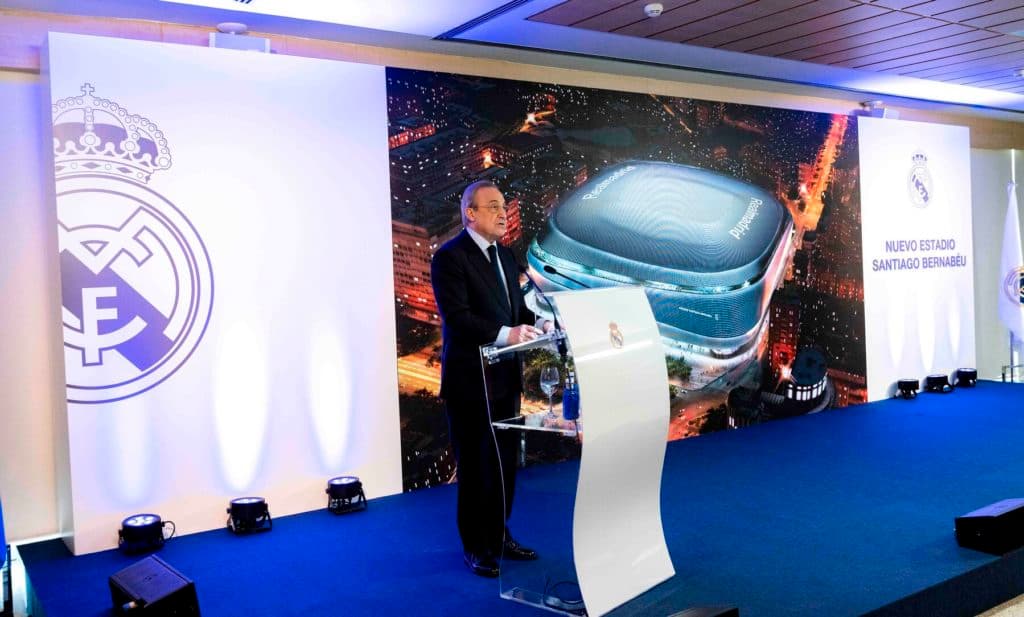 Florentino Pérez durant la présentation du Nouveau Santiago Bernabéu (Iconsport)