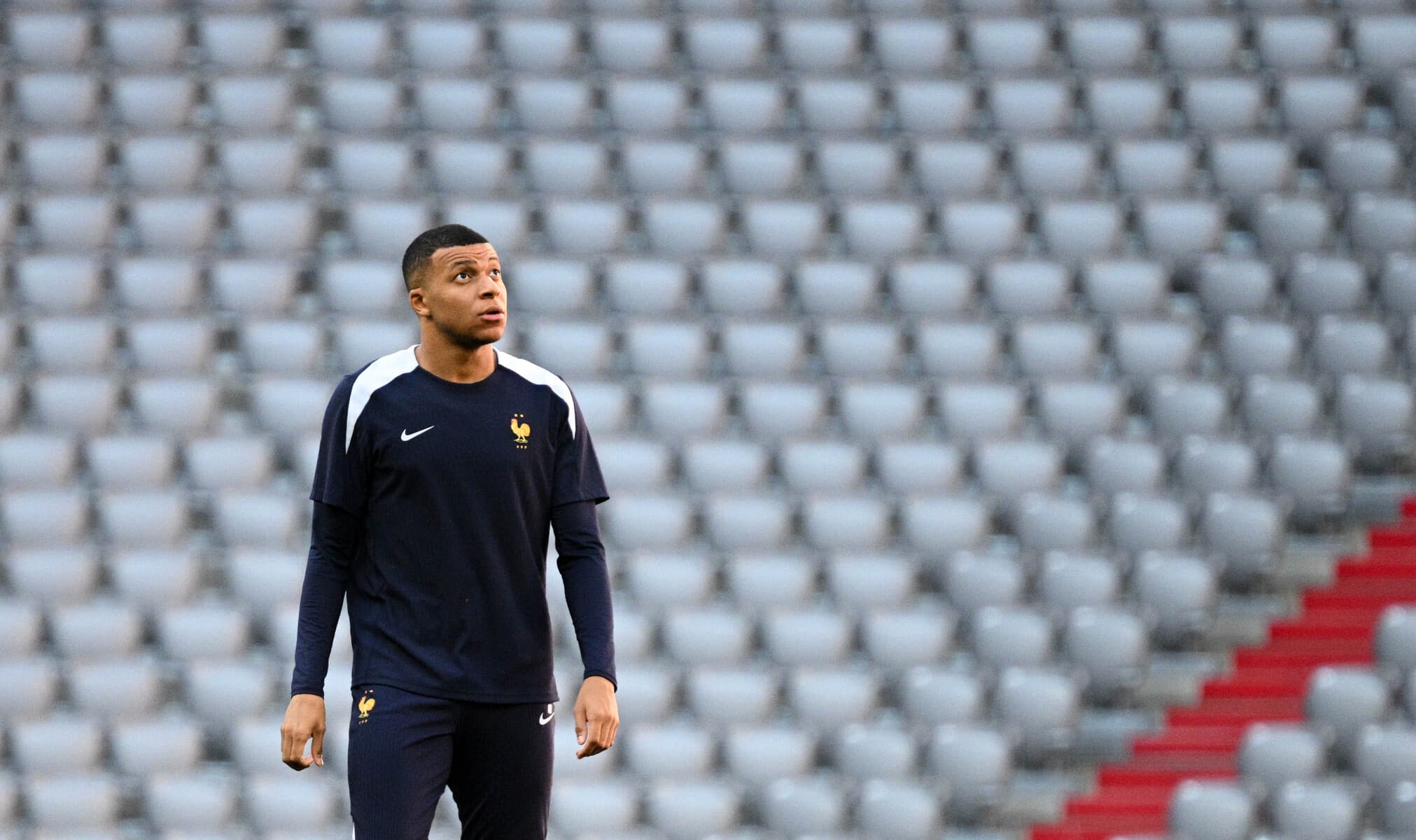 8725110 08.07.2024 France's Kylian Mbappe attends a training session ahead of the UEFA Euro 2024 semifinal soccer match against Spain at the Allianz Arena in Munich, Germany. Alexey Filippov / Sputnik - Photo by Icon Sport