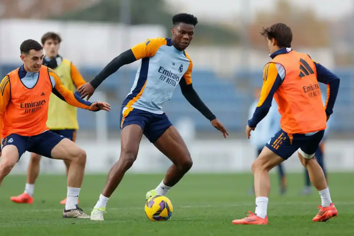 Tchouaméni à l'entraînement du Real Madrid (realmadrid.com)