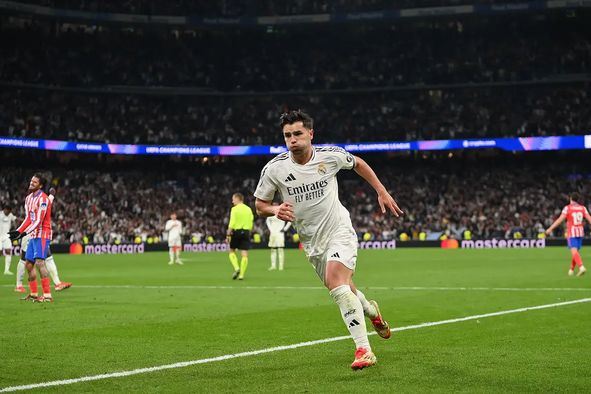 Brahim Diaz célébrant son but mardi soir (Photo by Denis Doyle/Getty Images).