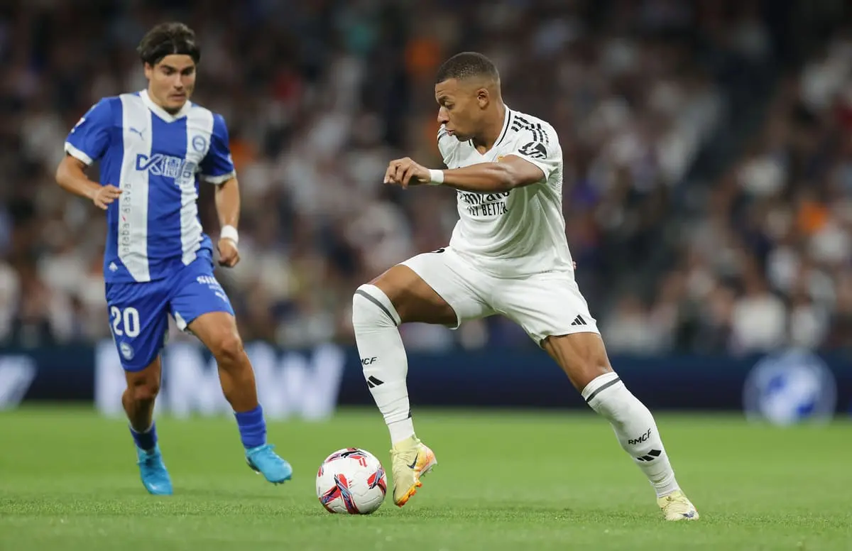 Mbappé a inscrit un magnifique but après un bel enchaînement (Photo by Gonzalo Arroyo Moreno/Getty Images)