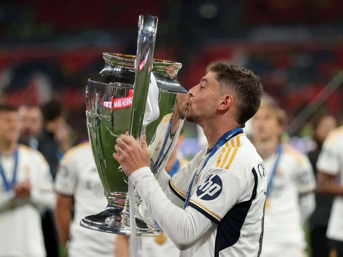 En juin dernier à Wembley, Fede Valverde a obtenu sa 2ème Ligue des champions (Photo by Alex Pantling/Getty Images)