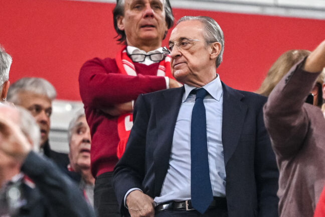 Florentino Pérez, président du Real Madrid, pendant la demi-finale de LDC