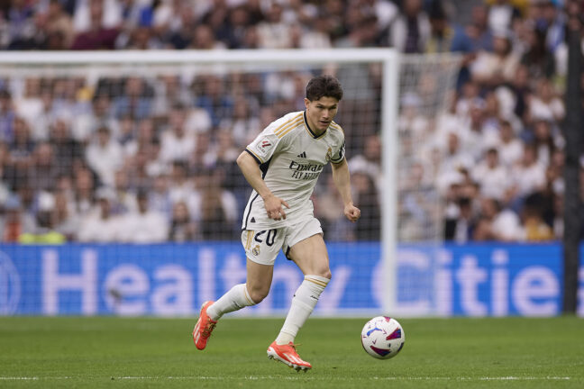 Francisco Jose Garcia Torres, known as Fran Garcia of Real Madrid CF in action during the 2023/2024 La Liga EA Sports week 34 football match between Real Madrid CF and Cadiz CF at Santiago Bernabeu stadium. Final score: Real Madrid CF 3:0 Cadiz CF. (Photo by Federico Titone / SOPA Images/Sipa USA) Photo by Icon sport - Photo by Icon Sport