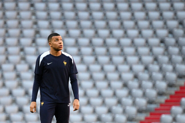 8725110 08.07.2024 France's Kylian Mbappe attends a training session ahead of the UEFA Euro 2024 semifinal soccer match against Spain at the Allianz Arena in Munich, Germany. Alexey Filippov / Sputnik - Photo by Icon Sport