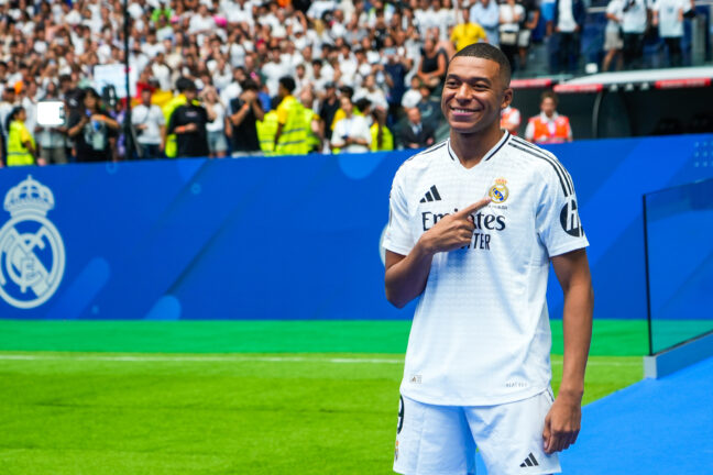 Kylian MBAPPE new player of Real Madrid during his presentation as new player of Real Madrid at Santiago Bernabéu Stadium on July 16, 2024 in Madrid, Spain. (Photo by Icon Sport) - Photo by Icon Sport