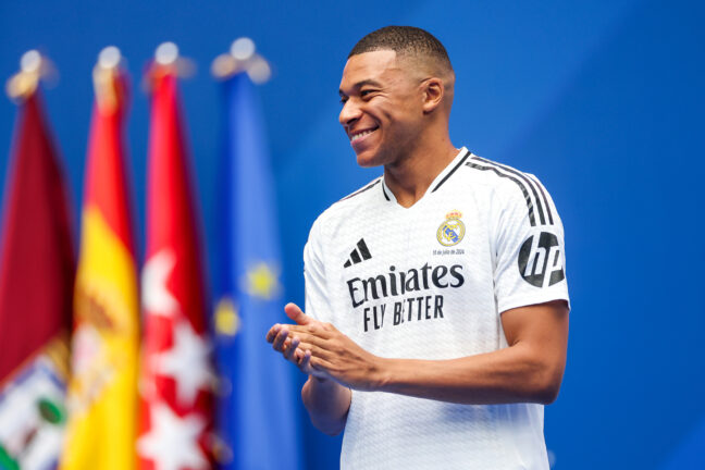 Mbappé lors de sa présentation au Santiago Bernabéu