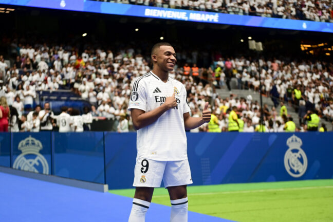 Mbappé lors de sa présentation Getty image