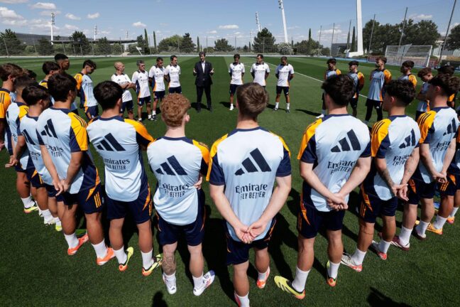 Les joueurs du Real Madrid Castilla lors de la reprise de l'entraînement (realmadrid.com)