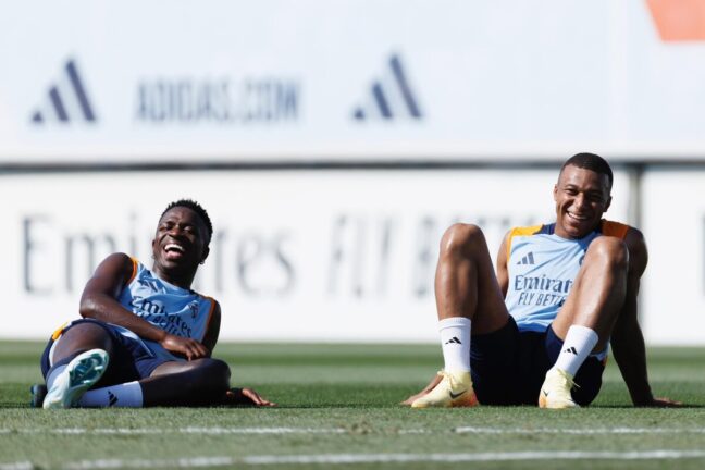 Vinicius Jr et Kylian Mbappé à l'entraînement tout sourire (Vinicius Jr Instagram - Realmadrid.com)