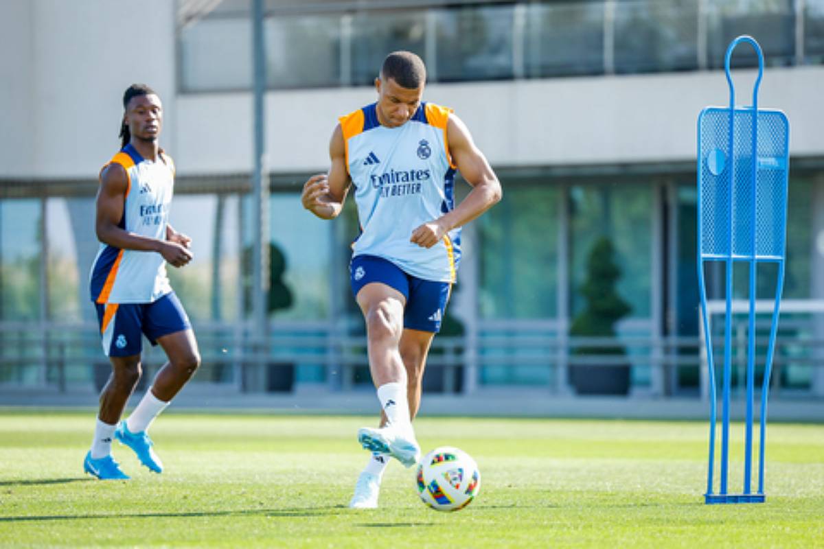 Kylian Mbappé à l'entraînement ce jeudi.