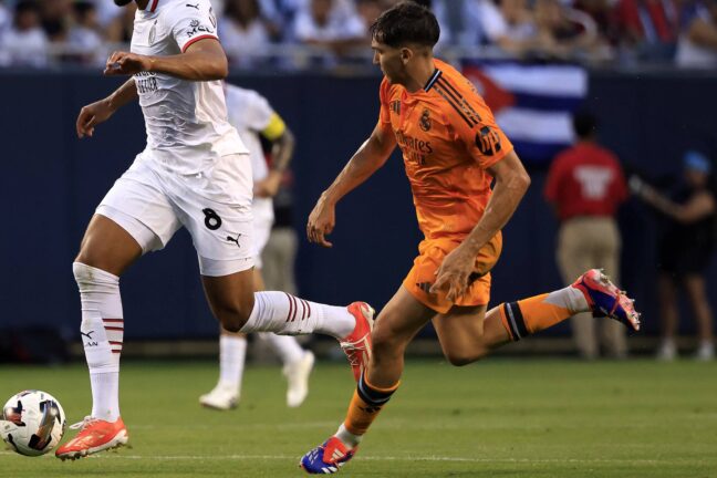 Mario Martín, futur joueur du Real Valladolid, lors du match amical face à l'AC Milan. (Getty Images)