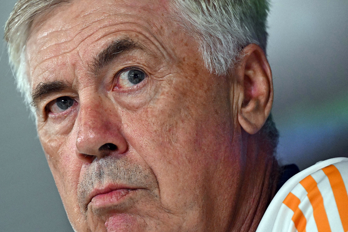 Carlo Ancelotti, coach du Real Madrid en conférence de presse (Getty Images)