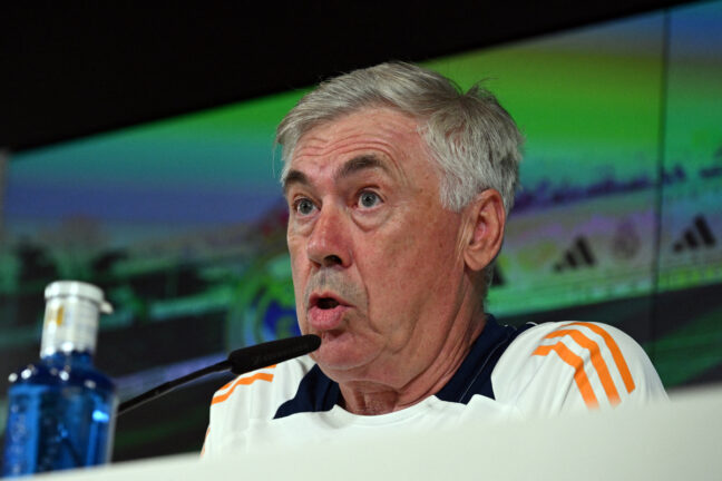 Carlo Ancelotti lors de la conférence de presse d'avant-match à Majorque (Getty Images)