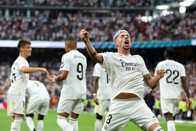 Federico Valverde célèbre le but du 1-0 pour le Real Madrid (Getty Images).