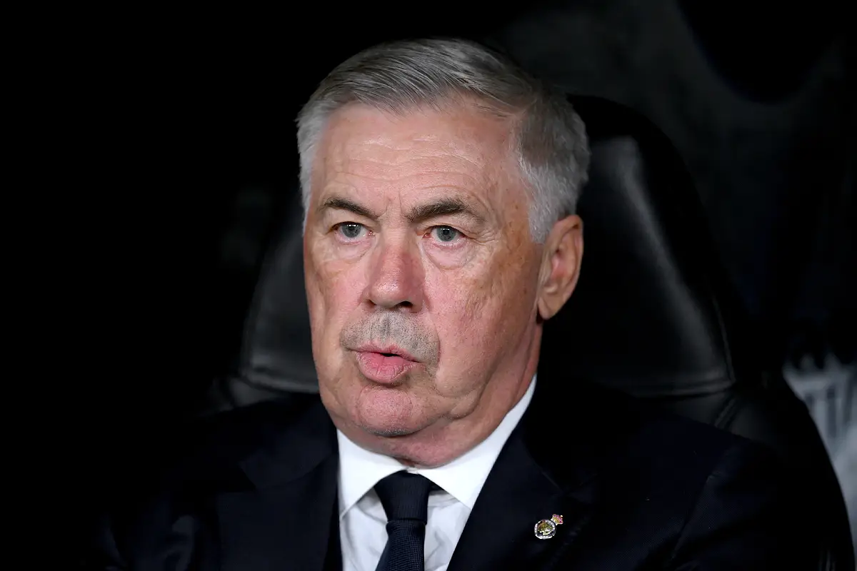 Carlo Ancelotti ce mardi au Bernabéu face à Stuttgart (Photo by David Ramos/Getty Images).