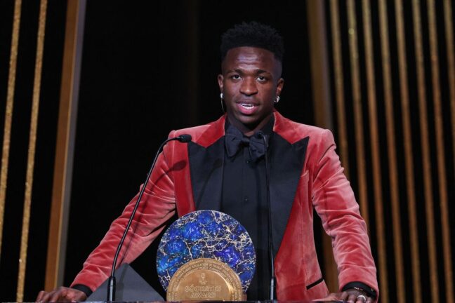 Vinicius Jr. lors de la dernière cérémonie du Ballon d'or (Getty Images).