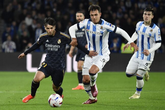 Brahim Diaz lors du match Real Sociedad-Real Madrid la saison passée (Getty Images)