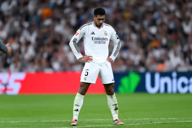 MADRID, SPAIN - SEPTEMBER 21: Jude Bellingham of Real Madrid during the LaLiga match between Real Madrid CF and RCD Espanyol de Barcelona at Estadio Santiago Bernabeu on September 21, 2024 in Madrid, Spain. (Photo by David Ramos/Getty Images)