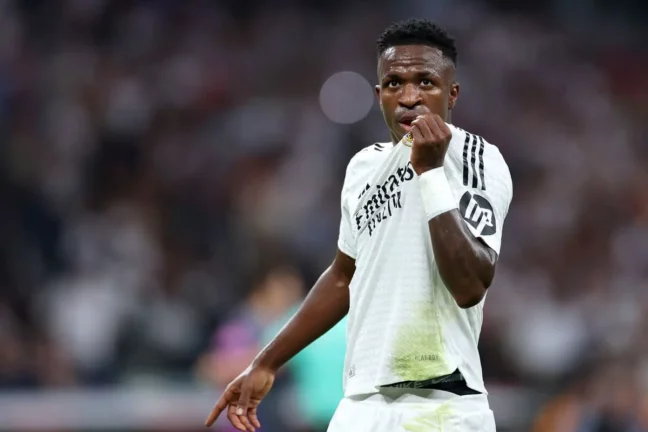 Vinicius Jr. clébrant son but contre l'Espanyol (Photo by Florencia Tan Jun/Getty Images)