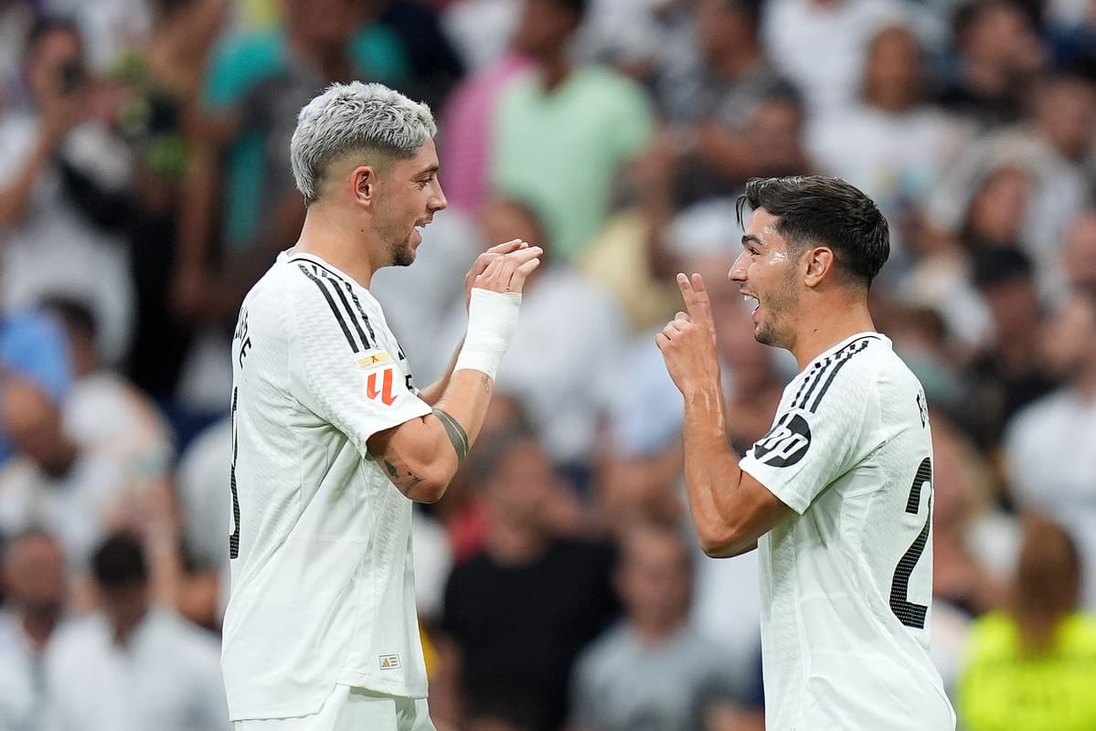 Fede Valverde et Brahim Díaz célébrant la réalisation du Marocain face au Real Valladolid (Getty Images)