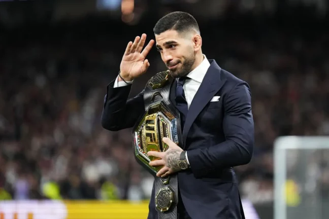 Ilia Topuria est certain qu'il combattra prochainement au Bernabéu malgré la suspension des concerts (Photo by Angel Martinez/Getty Images)