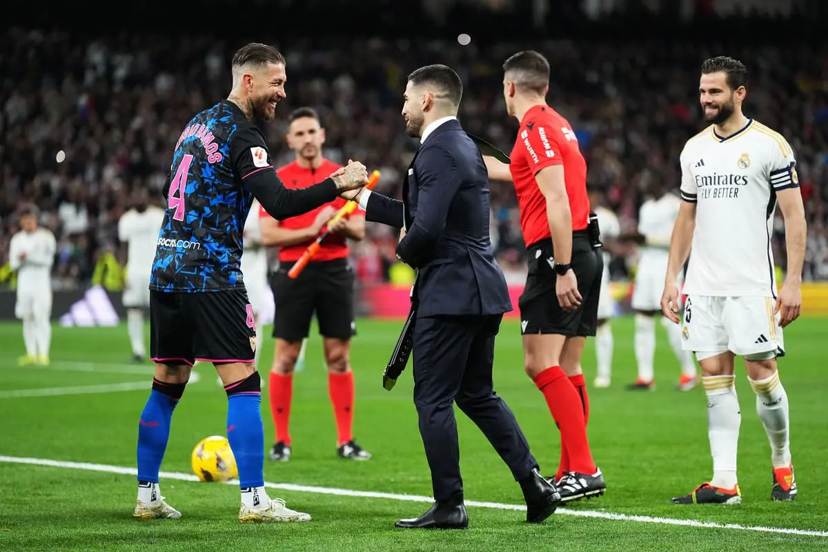 Ilia Topuria lors de la rencontre entre le Real Madrid et le FC Séville au Santiago Bernabéu en février dernier (Photo by Angel Martinez/Getty Images)