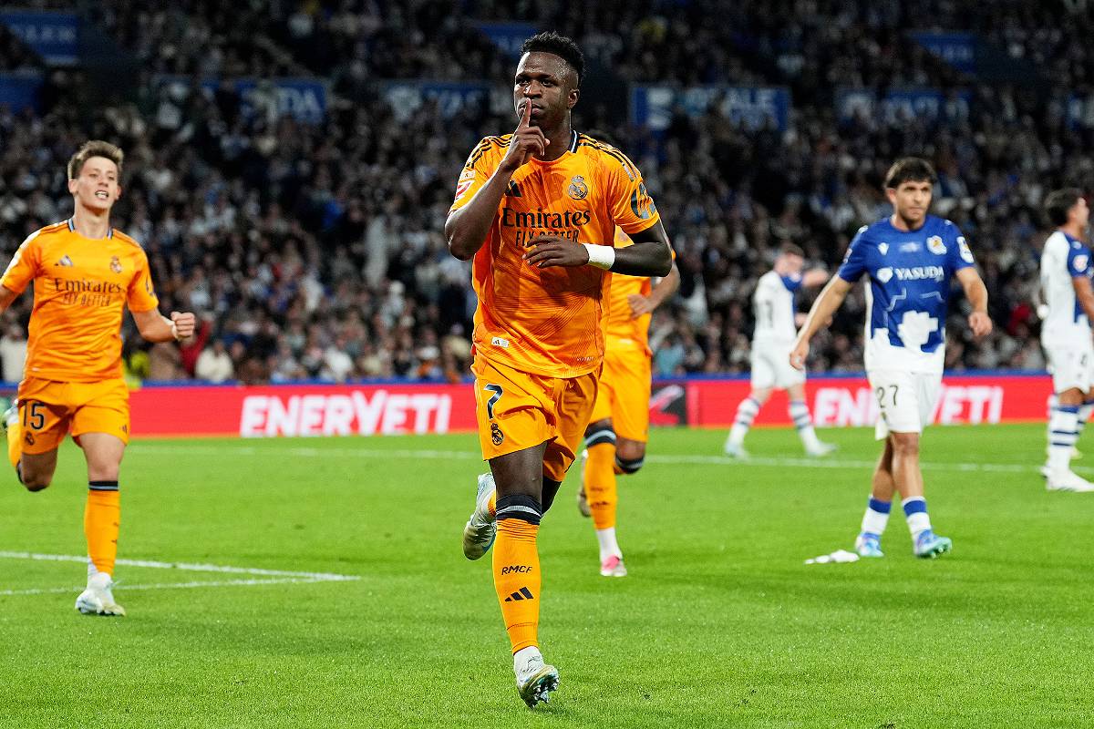 Vinicius Jr lors de sa célébration contre la Real Sociedad (Getty Images)