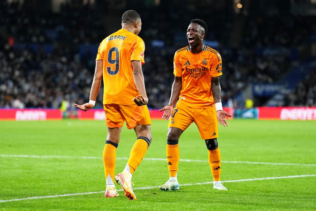 Kylian Mbappé et Vinicius Jr célébrants le but du Français face à la Real Sociedad (Getty Images)