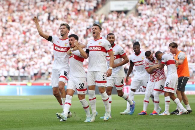 Le VFB Stuttgart célébrant un but contre Mainz (Alexander Hassenstein/Getty Images)