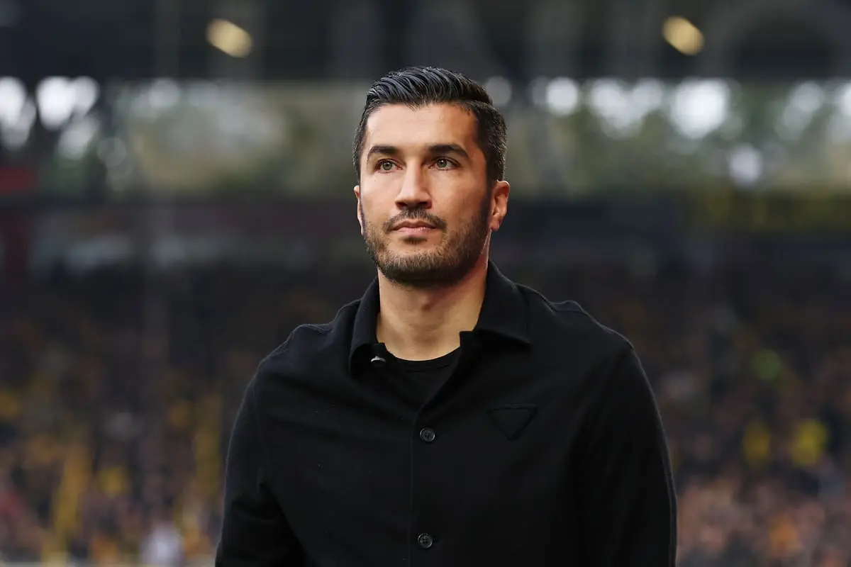 BERLIN, GERMANY - OCTOBER 05: Nuri Sahin, Head Coach of Borussia Dortmund, looks on prior to the Bundesliga match between 1. FC Union Berlin and Borussia Dortmund at Stadion An der Alten Foersterei on October 05, 2024 in Berlin, Germany. (Photo by Maja Hitij/Getty Images)