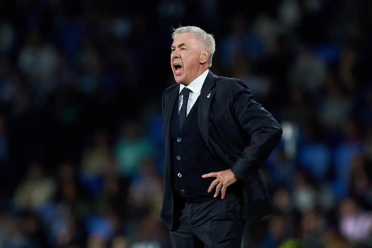 Ancelotti a tenté de rester serein après la rencontre (Photo by Juan Manuel Serrano Arce/Getty Images).