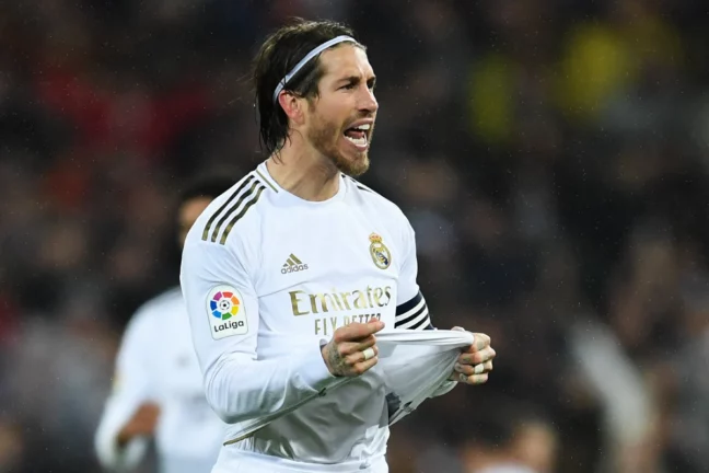 MADRID, SPAIN - MARCH 01: Sergio Ramos of Real Madrid CF celebrates at the end of the Liga match between Real Madrid CF and FC Barcelona at Estadio Santiago Bernabeu on March 01, 2020 in Madrid, Spain. (Photo by David Ramos/Getty Images)