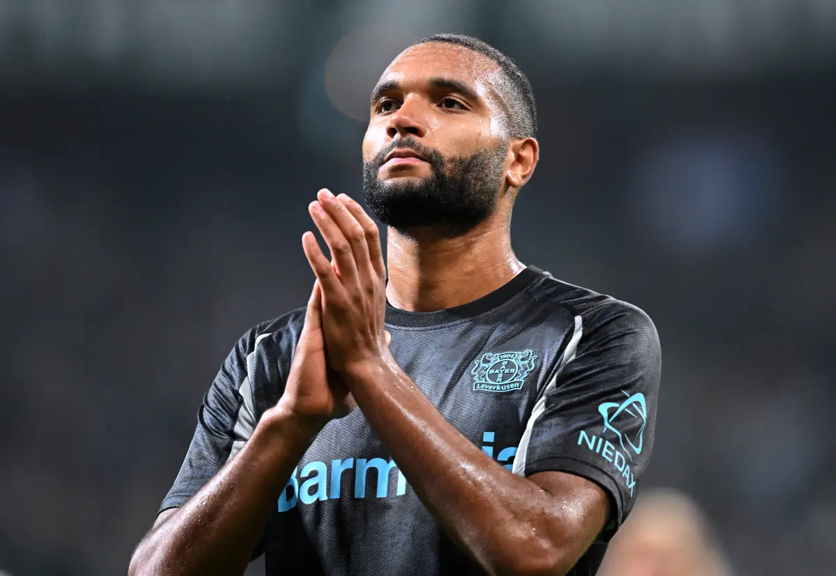 BREMEN, GERMANY - OCTOBER 26: Jonathan Tah of Bayer 04 Leverkusen acknowledges the fans after the Bundesliga match between SV Werder Bremen and Bayer 04 Leverkusen at Weserstadion on October 26, 2024 in Bremen, Germany. (Photo by Stuart Franklin/Getty Images)
