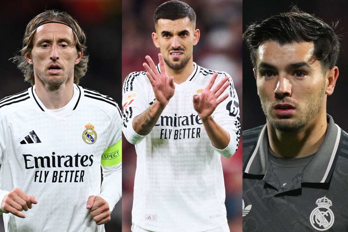 GIRONA, SPAIN - DECEMBER 07: Brahim Diaz of Real Madrid looks on during the LaLiga match between Girona FC and Real Madrid CF at Montilivi Stadium on December 07, 2024 in Girona, Spain. (Photo by Alex Caparros/Getty Images) BILBAO, SPAIN - DECEMBER 04: Daniel Ceballos of Real Madrid reacts during the LaLiga match between Athletic Club and Real Madrid CF at Estadio de San Mames on December 04, 2024 in Bilbao, Spain. (Photo by Juan Manuel Serrano Arce/Getty Images) LIVERPOOL, ENGLAND - NOVEMBER 27: Luka Modric of Real Madrid during the UEFA Champions League 2024/25 League Phase MD5 match between Liverpool FC and Real Madrid C.F. at Anfield on November 27, 2024 in Liverpool, England. (Photo by Justin Setterfield/Getty Images)