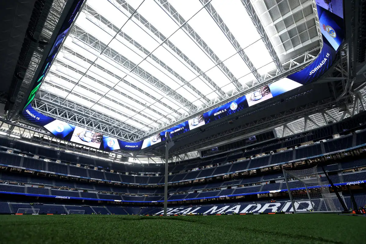 MADRID, SPAIN - DECEMBER 01 General view inside the stadium prior to the LaLiga match between Real Madrid CF and Getafe CF at Estadio Santiago Bernabeu on December 01, 2024 in Madrid, Spain. (Photo by Florencia Tan Jun/Getty Images) NFL