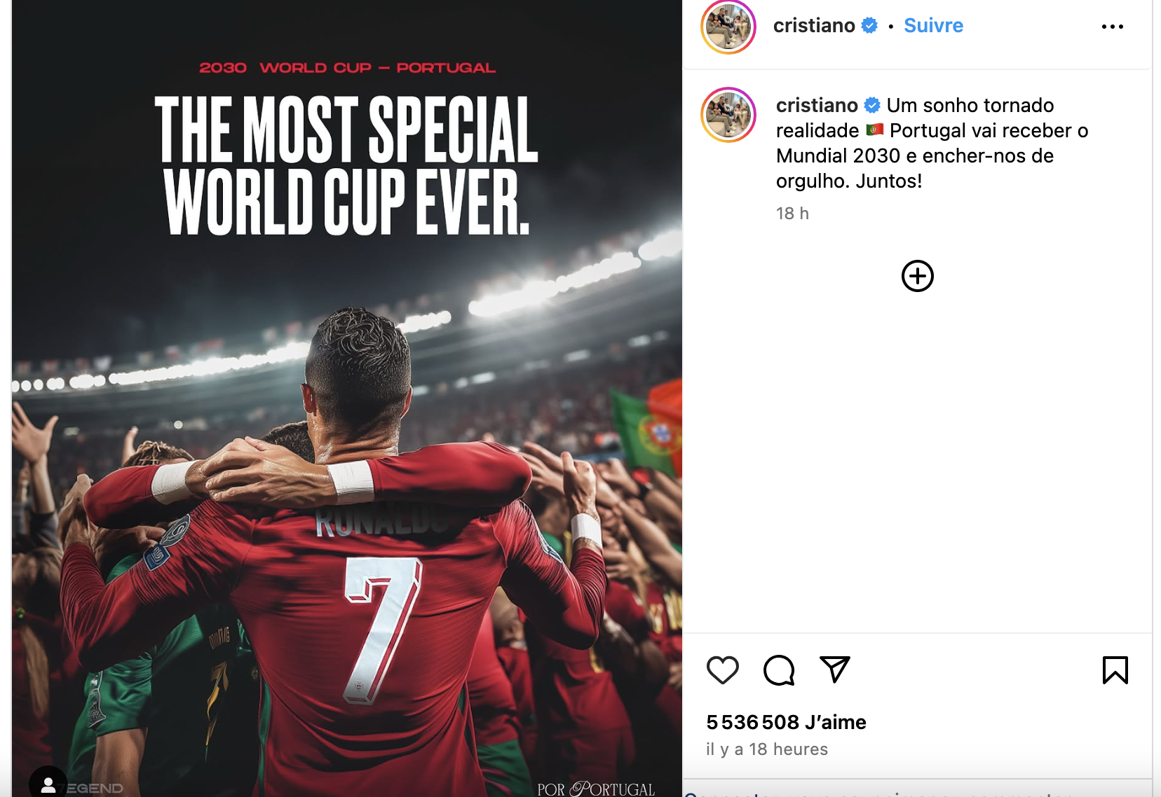 Cristiano Ronaldo sur Instagram