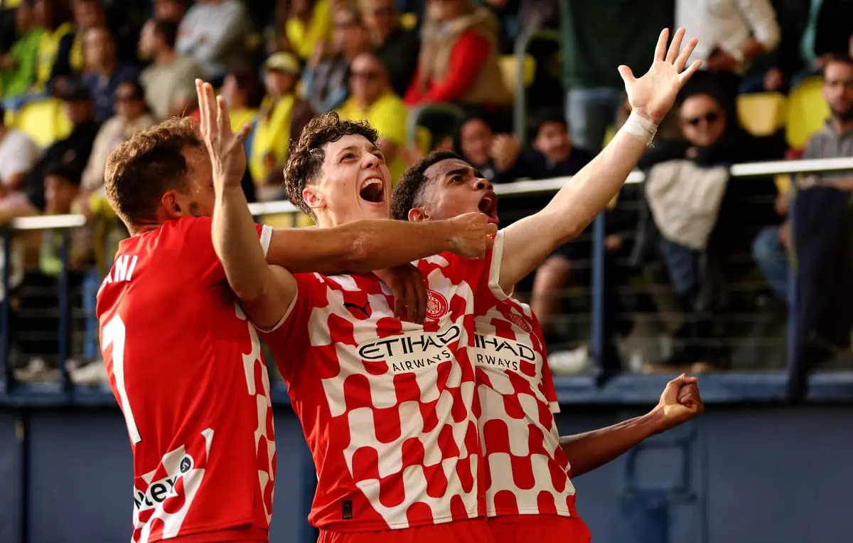 Girona célébrant un but contre Villareal (Photo by Clive Brunskill/Getty Images)